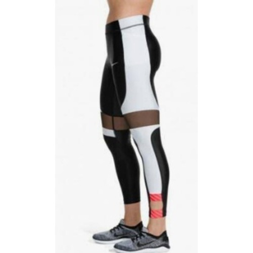 Nike Running Speed Tights Leggings Black White Coral AJ8813-010 NWT Women's Med
